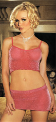 Pink stretch skirt and tank top.