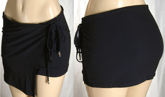 Sexy black wrap mini skirt with steel accents.