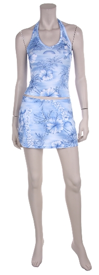 Blue Hawaiian Mini Skirt Set.