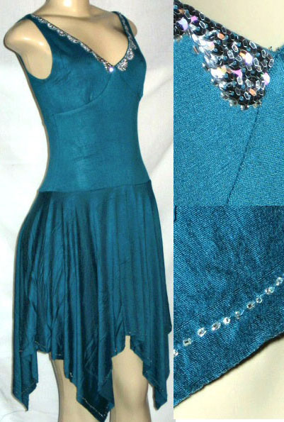 Teal Sequin Junior Cocktail Dress