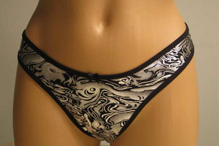 Silver and Black Thong